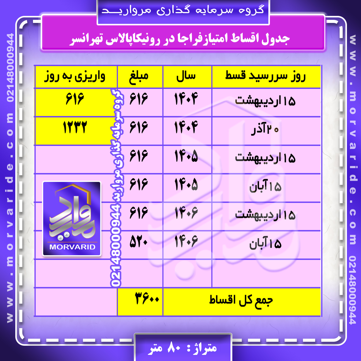 اقساط فراجا رونکاپالاس تهرانسر